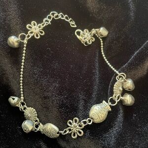 Silver Indian bracelet or anklet with bells